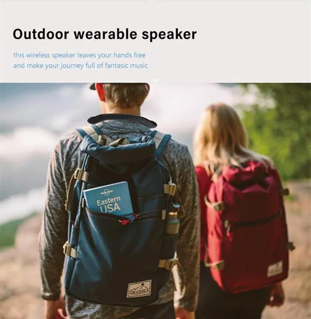 Alt view image 6 of 6 - Neckband Speakers - Built-in mic, 12H Playtime, Type-C Quick Charging, Wireless Wearable Neck Speaker 3D Stereo Sound for Home&Outdoors