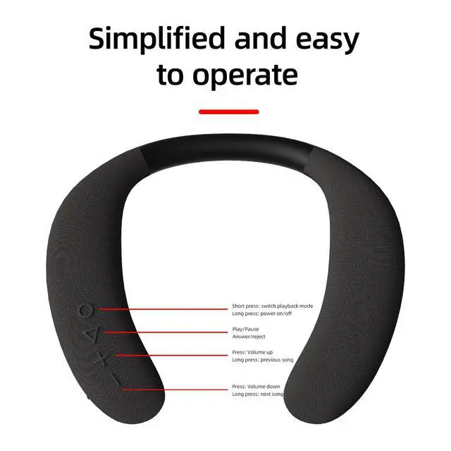 Alt view image 2 of 7 - Neckband Bluetooth Speakers Built-in Mic /12H Playtime/Type-C, AUX Input,TFCard Slot, Wireless Wearable Neck Speaker Calls Your Private Space for Music, Movie, Game