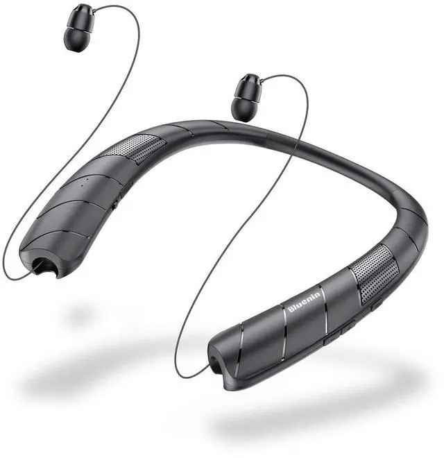 Main image of Neckband Bluetooth Headphones Speaker 2 in 1Wireless Wearable Speaker with Retractable Earbuds, 3D Stereo Sound, Portable Speaker and Headset w/Bulit in Mic for Home, Office and Outdoors