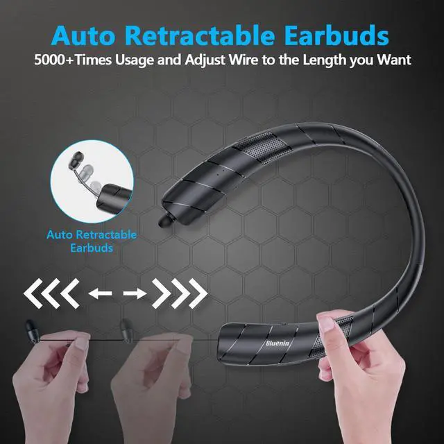 Alt view image 4 of 7 - Neckband Bluetooth Headphones Speaker 2 in 1Wireless Wearable Speaker with Retractable Earbuds, 3D Stereo Sound, Portable Speaker and Headset w/Bulit in Mic for Home, Office and Outdoors