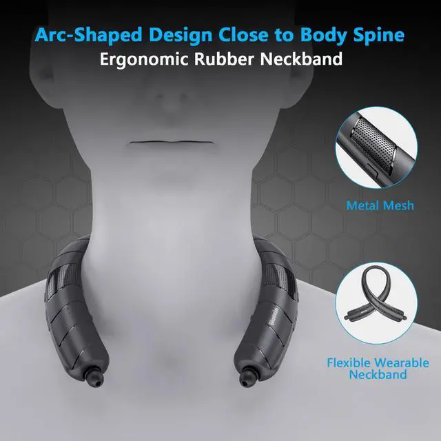 Alt view image 5 of 7 - Neckband Bluetooth Headphones Speaker 2 in 1Wireless Wearable Speaker with Retractable Earbuds, 3D Stereo Sound, Portable Speaker and Headset w/Bulit in Mic for Home, Office and Outdoors