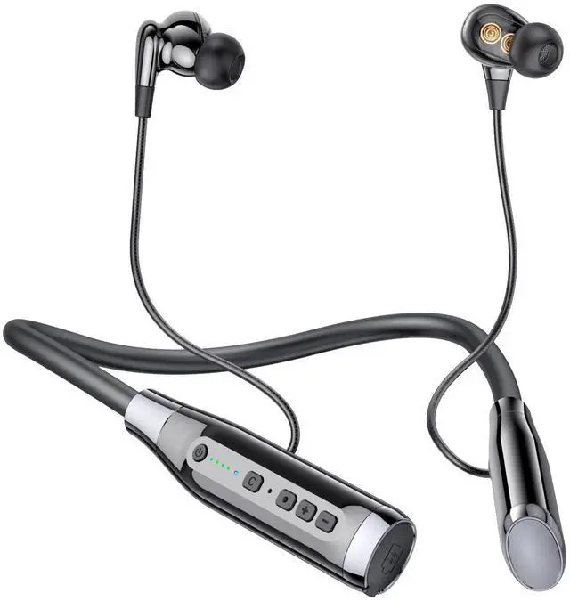 Main image of Bluetooth Headphones Neckband 100 Hours Extra Long Playback with Microphone Headset, 4 Speakers Heavy Bass Noise Reduction in Ear Wireless Earbuds Waterproof Running Workout (Black)