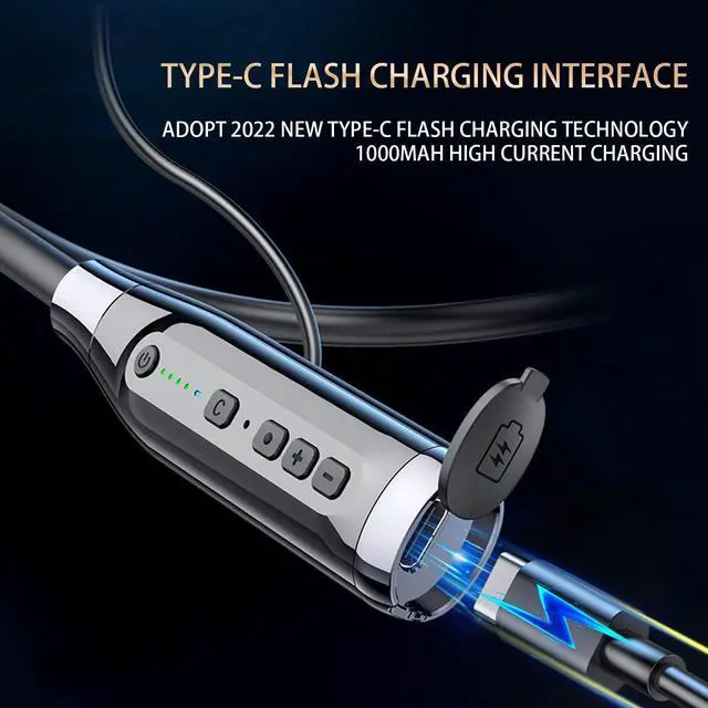 Alt view image 4 of 7 - Bluetooth Headphones Neckband 100 Hours Extra Long Playback with Microphone Headset, 4 Speakers Heavy Bass Noise Reduction in Ear Wireless Earbuds Waterproof Running Workout (Black)