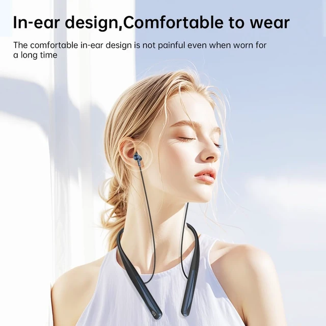 Alt view image 4 of 7 - Neckband Bluetooth Headphones with Voice Return Microphone,6.0 Bluetooth 35 Hours Playtime, IPX5 Waterproof Wireless Noise Cancelling Earbuds for Sports (A18)