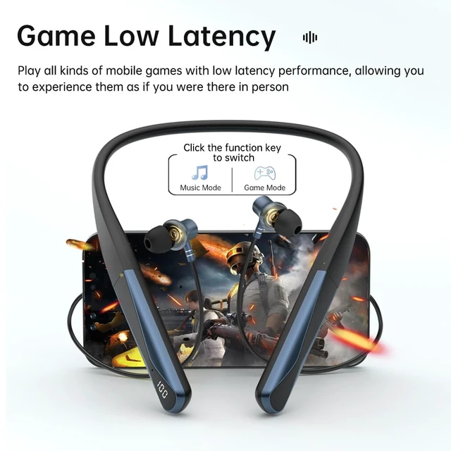 Alt view image 5 of 7 - Neckband Bluetooth Headphones with Voice Return Microphone,6.0 Bluetooth 35 Hours Playtime, IPX5 Waterproof Wireless Noise Cancelling Earbuds for Sports (A18)