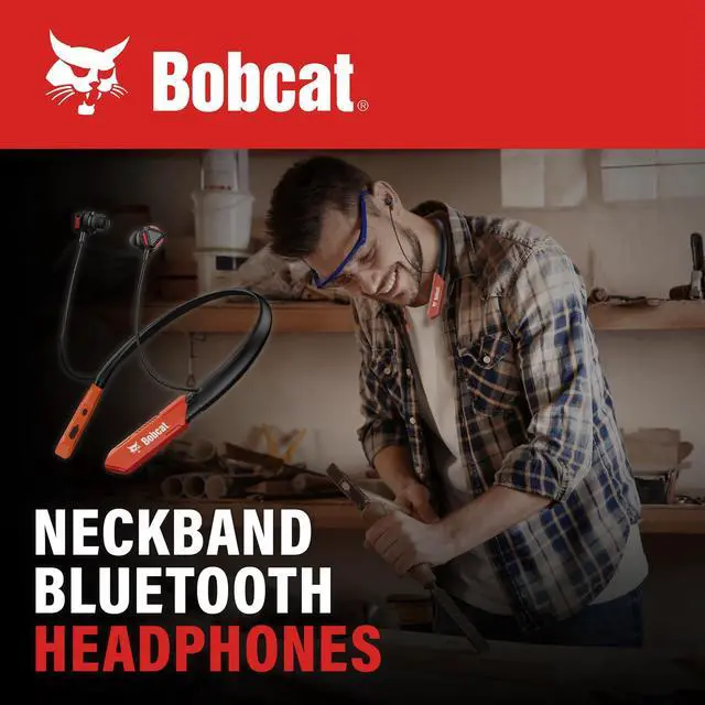 Alt view image 5 of 7 - Bobcat Neckband Bluetooth Headphones - Earphones with Microphone, 80H Battery, Fast Charging - IPX4 Sweatproof Sports Headphones for Running, Jobsite, Gym, and Workout