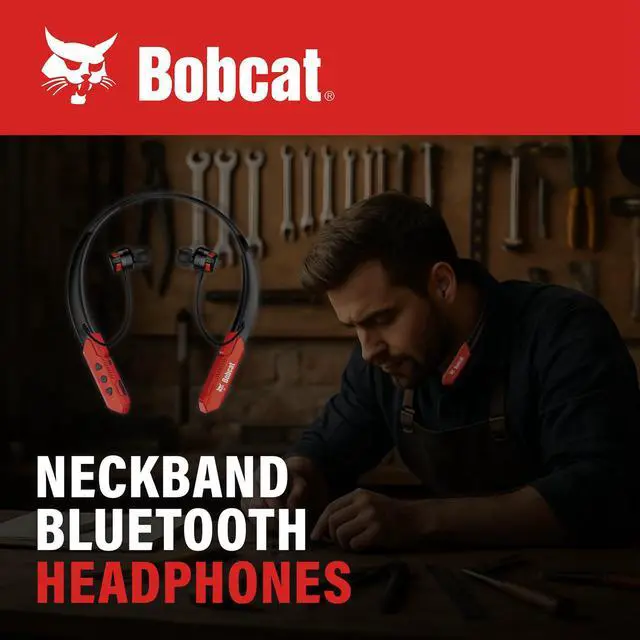 Alt view image 7 of 7 - Bobcat Neckband Bluetooth Headphones - Earphones with Microphone, 80H Battery, Fast Charging - IPX4 Sweatproof Sports Headphones for Running, Jobsite, Gym, and Workout