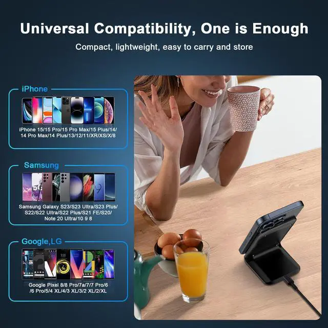 Alt view image 7 of 7 - Pixel 10a 10 Wireless Charger Stand Fast Charging for Google Pixel 10a/10 Pro XL/9a/9/8 Pro/8/7 Pro/7/6 Pro/6/5/4 XL/4/3,15W Fast Wireless Charging Station for iPhone 17e 17 16e 16 15,Samsung S26 S25