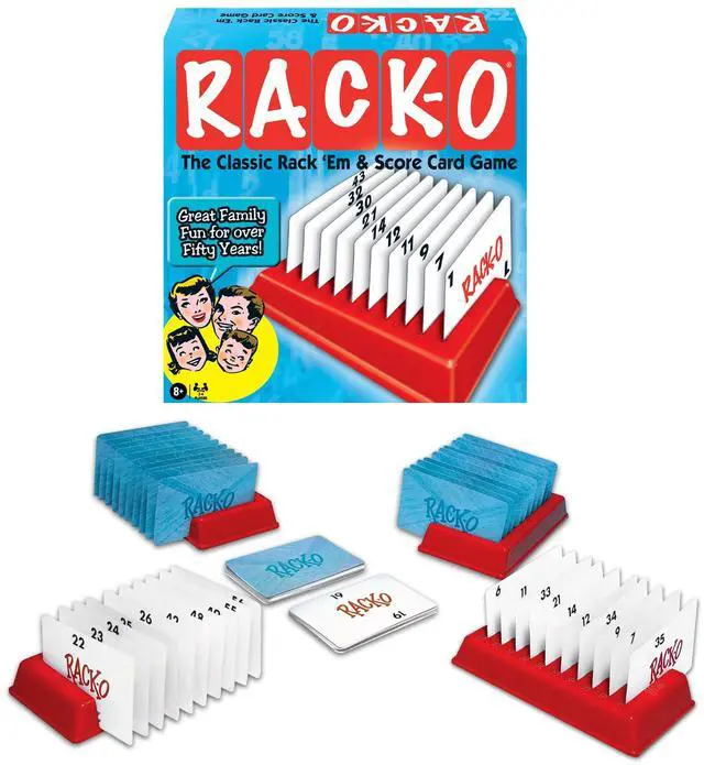 Main image of Rack-O Retro Game Games USA, Classic Tabletop Game Enjoyed by Families Since The 1950's! Ages 8+, 2-4 Players (6122)