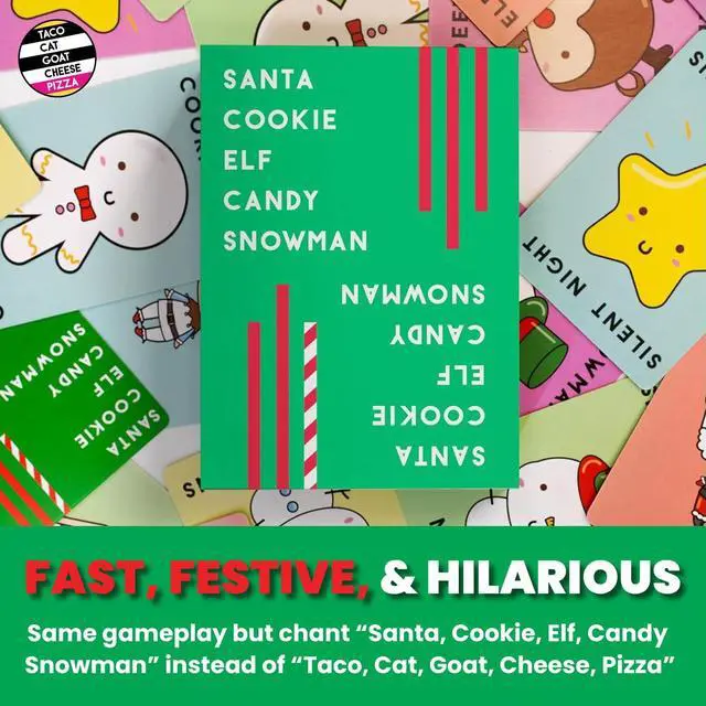 Alt view image 5 of 7 - Santa Cookie Elf Candy Snowman Christmas Edition Holiday Card Game by Taco Cat Goat Cheese Pizza | Great for Stockings and White Elephant Gift | Fun for Kids, Teens, Adults, and Families | 2-8 Players