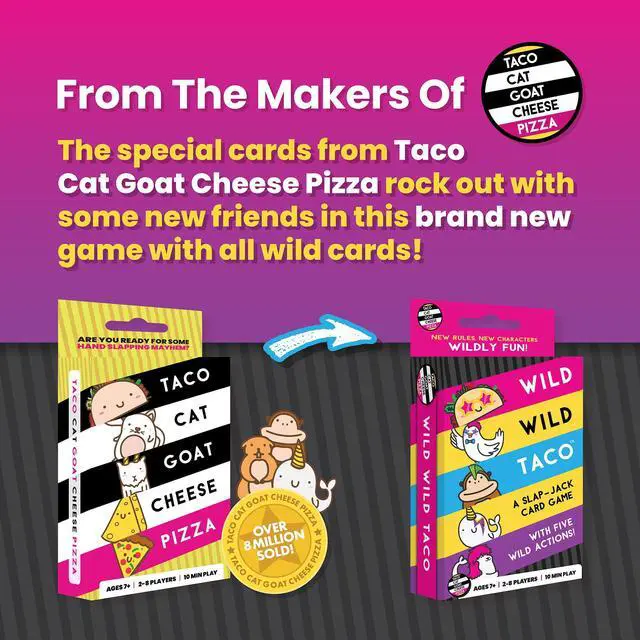 Alt view image 3 of 3 - Wild, Wild Taco by Taco Cat Goat Cheese Pizza - Hilarious, Fast-Paced Slap-Jack Card Game for Kids, Teens, and Adults. Family Friendly Party Game. Great Gift for Kids Ages 7+, 2-8 Players, 10 min