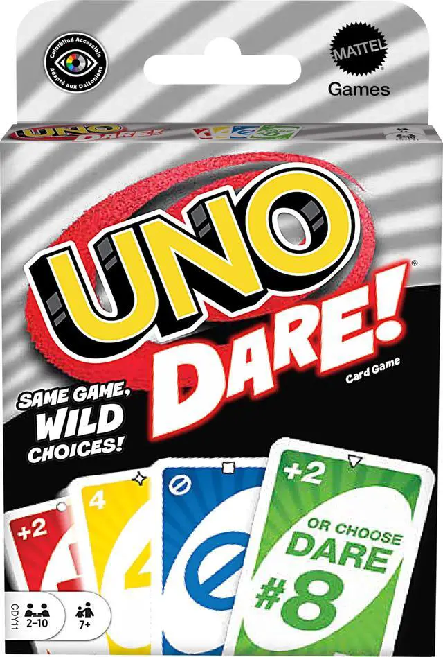 Main image of UNO Dare Card Game for Families & Parties Featuring Challenging & Silly Dares from 3 Different Categories