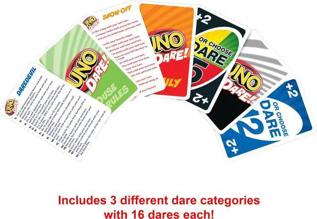 Alt view image 4 of 6 - UNO Dare Card Game for Families & Parties Featuring Challenging & Silly Dares from 3 Different Categories