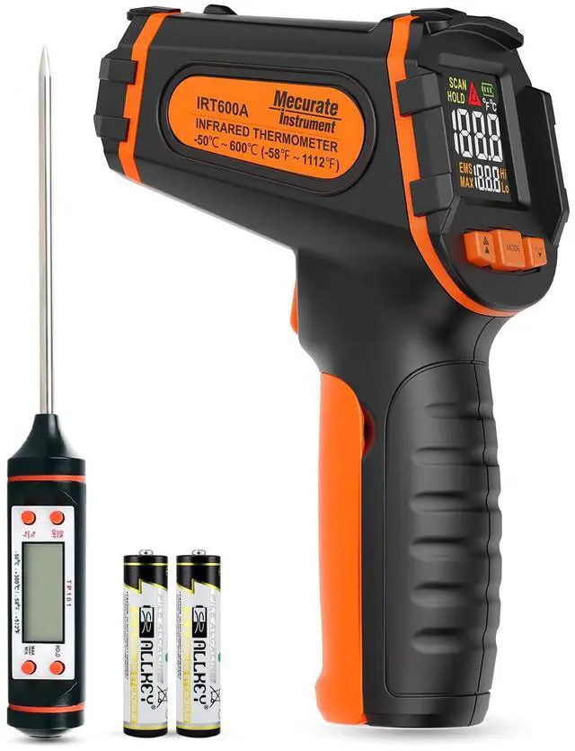 Main image of Infrared Thermometer Gun -58°F to 1112°F, Laser Temperature Gun with Adjustable Emissivity, Max/Min/Hold for Cooking, BBQ, Freezer, Industrial Use,with Long Probe Meat Thermometer