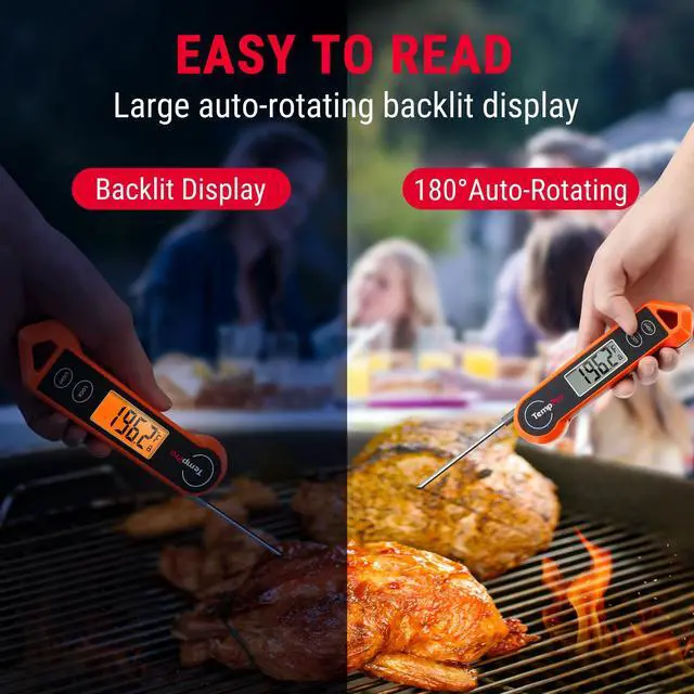 Alt view image 3 of 7 - Digital Instant Read Meat Thermometer for Grilling Waterproof Kitchen Cooking Food Thermometer with Ambidextrous Backlit for BBQ Grill Smoker Oil Fry Candy Thermometer