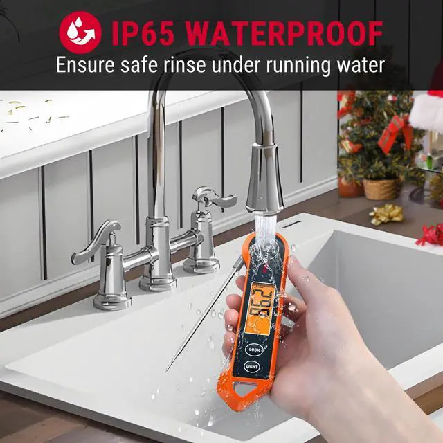 Alt view image 4 of 7 - Digital Instant Read Meat Thermometer for Grilling Waterproof Kitchen Cooking Food Thermometer with Ambidextrous Backlit for BBQ Grill Smoker Oil Fry Candy Thermometer