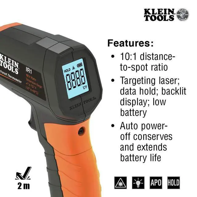 Alt view image 3 of 6 - IR1 Infrared Thermometer, Digital Laser Gun is Non-Contact Thermometer with a Temperature Range -4 to 752-Degree Fahrenheit