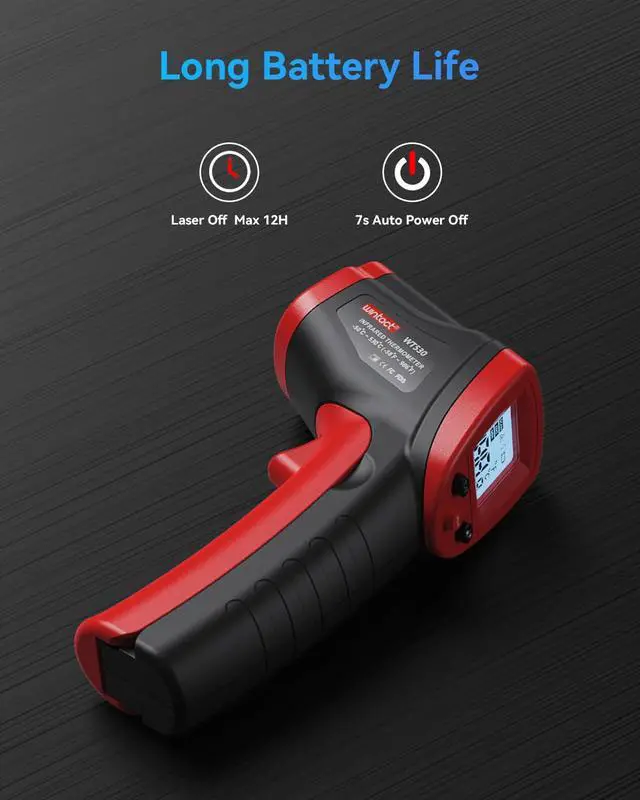 Alt view image 7 of 7 - Infrared Thermometer Temperature Gun -58 to 1094, Digital IR Heat Surface Temp Gun, Non-Contact Laser Thermal Gun for Cooking Food, BBQ, Pizza Oven, Grill, Griddle Accessories