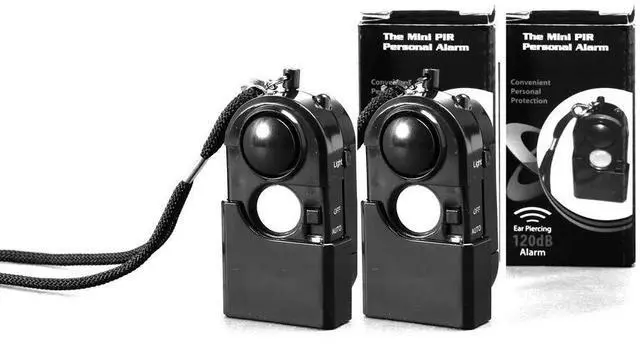 Main image of Portable Mini Motion Detector Alarm + 120DB Ear-Piercing Siren + SOS LED Light, Hotel Door Room Security Device for Female Women Kids Life Safety While Travelling Alone 2-Pack