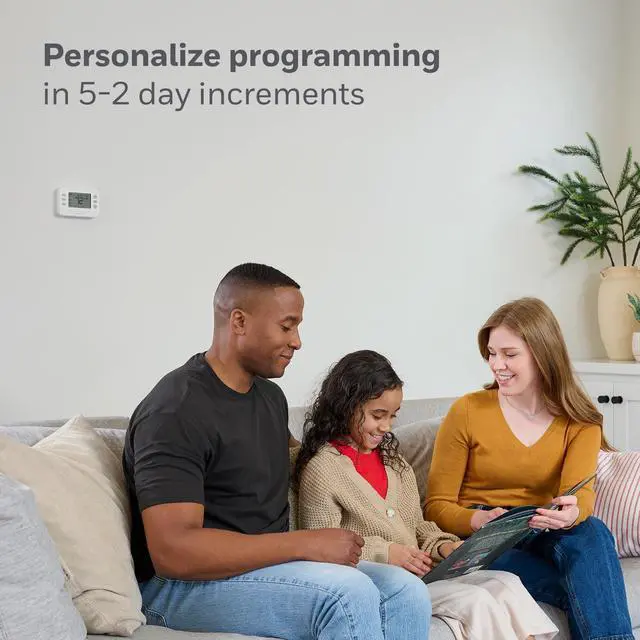 Alt view image 6 of 7 - X2P Programmable Thermostat, White | RTH20B Single-Stage, 1 Heat/1 Cool Compatibility, 5-2 Day Schedule