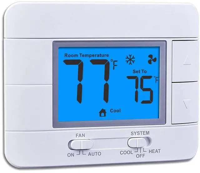 Main image of Upgraded Digital Non-Programmable Thermostat for Home 1 Heat/1 Cool Single Stage System, with Temperature & Humidity Monitor and Large Blue LCD Display
