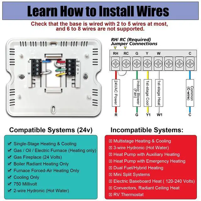 Alt view image 5 of 7 - Non-Programmable Thermostats for Home Conventional Single-Stage Systems, up to 1 Heat/ 1 Cool (with White Backlight)
