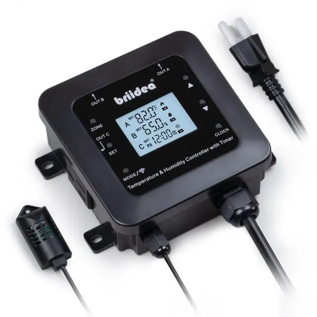 Main image of Smart WiFi Temperature and Humidity Controller with Timer Outlet, 3-in-1 Reptile Thermostat Hygrostat, App Control via Dual-Band 2.4G/5G WiFi for Greenhouse, Incubator, Mushroom, and Homebrew