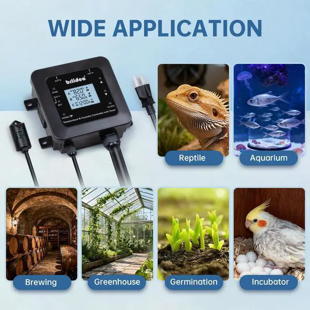 Alt view image 6 of 7 - Smart WiFi Temperature and Humidity Controller with Timer Outlet, 3-in-1 Reptile Thermostat Hygrostat, App Control via Dual-Band 2.4G/5G WiFi for Greenhouse, Incubator, Mushroom, and Homebrew