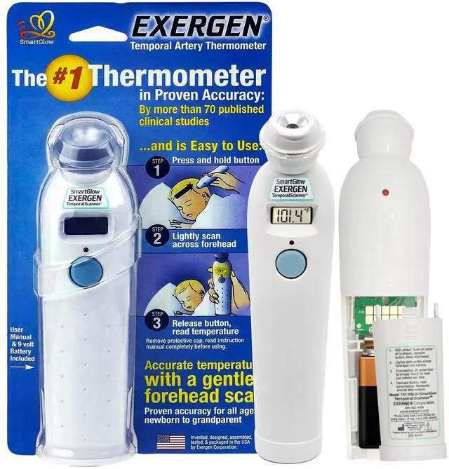 Main image of TAT-2000C Temporal Artery Thermometer for Kids, Newborns & Adults, Soft Glow Display, Silent Mode, 9V Battery Included