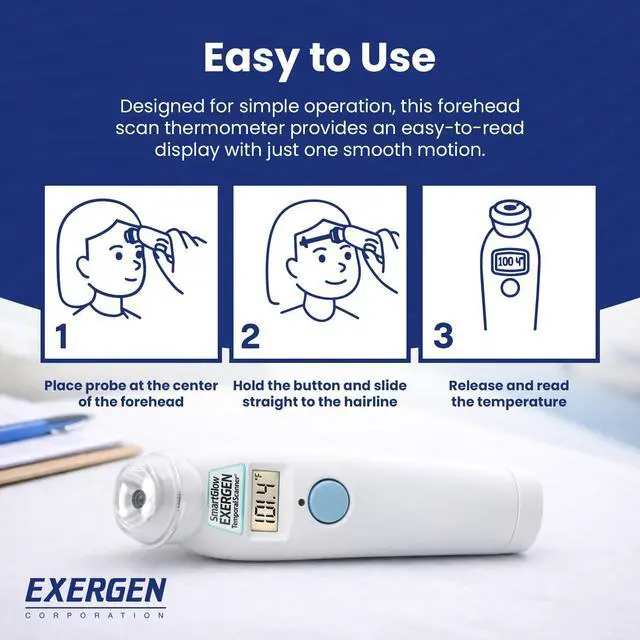 Alt view image 2 of 7 - TAT-2000C Temporal Artery Thermometer for Kids, Newborns & Adults, Soft Glow Display, Silent Mode, 9V Battery Included