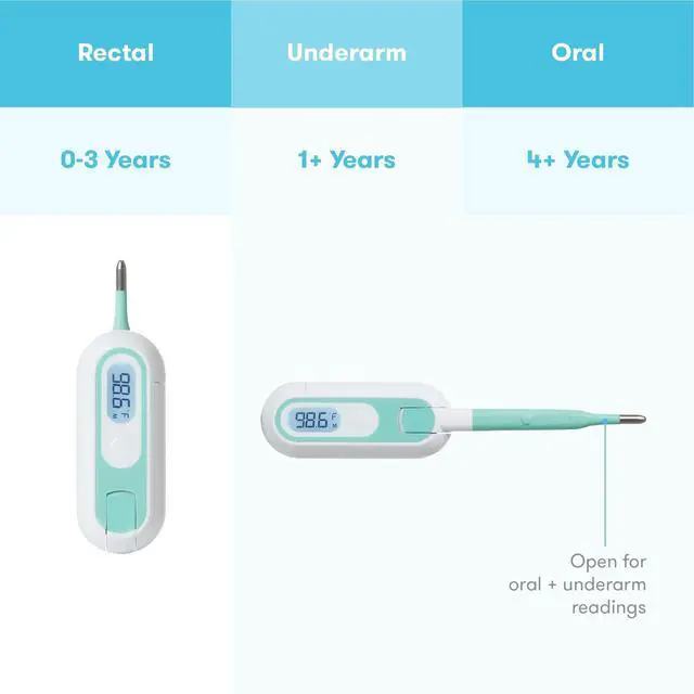 Alt view image 2 of 4 - 3-in-1 Rectal, Underarm & Oral Thermometer for Kids, Digital Baby Thermometer for Infants, Toddlers, & Kids, Quick & Accurate Temperature Check, Includes Carrying Case for Storage