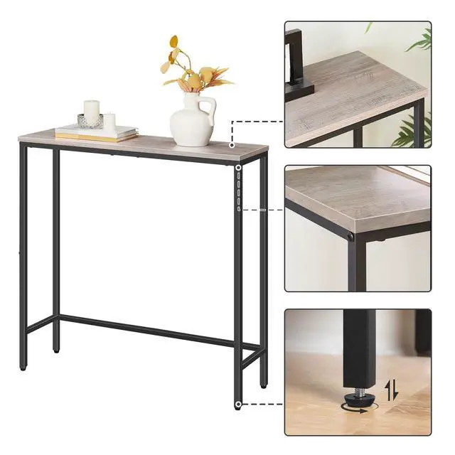 Alt view image 7 of 7 - Narrow Console Table, 29.5" Small Entryway Table, Thin Sofa Table, Side Table, Display Table, for Hallway, Bedroom, Living Room, Foyer, Greige and Black BG75XG01