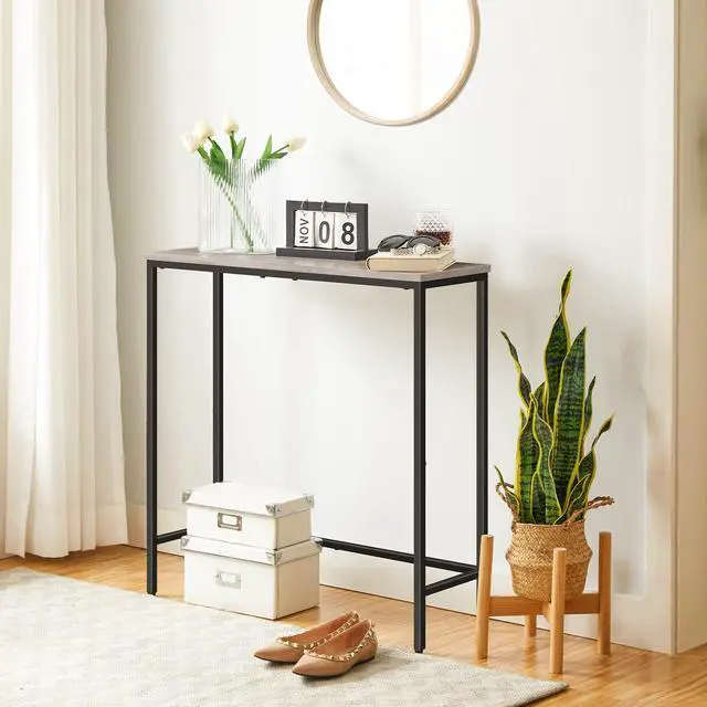 Alt view image 6 of 7 - Narrow Console Table, 29.5" Small Entryway Table, Thin Sofa Table, Side Table, Display Table, for Hallway, Bedroom, Living Room, Foyer, Greige and Black BG75XG01