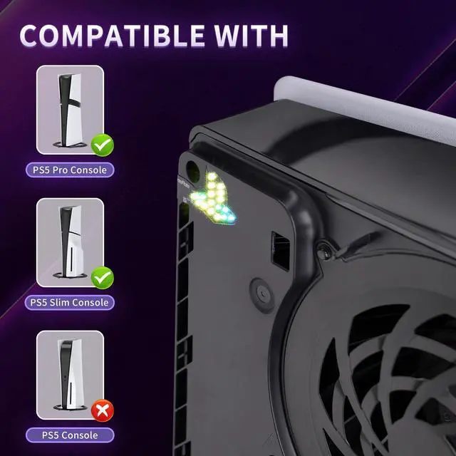 Alt view image 4 of 7 - 7 Colors 40 Effects RGB Rainbow Logo LED Kit for PS5 Slim/Pro Console, Illuminated Lighting Decoration Logo LED Board for PS5 Slim/Pro Disc & Digital Console