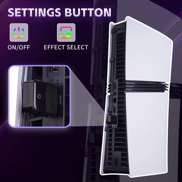 Alt view image 7 of 7 - 7 Colors 40 Effects RGB Rainbow Logo LED Kit for PS5 Slim/Pro Console, Illuminated Lighting Decoration Logo LED Board for PS5 Slim/Pro Disc & Digital Console