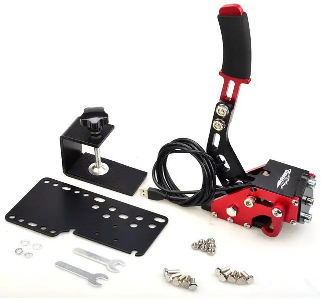 Main image of PC Racing Game USB Handbrake for 16Bit SIM for Racing Games, Compatible with G27 G29 G920 G923 T500 T300 Simulate Linear Handbrake RedWith Fixing Clip and Plate