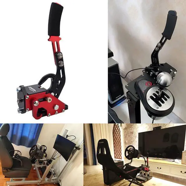 Alt view image 3 of 6 - PC Racing Game USB Handbrake for 16Bit SIM for Racing Games, Compatible with G27 G29 G920 G923 T500 T300 Simulate Linear Handbrake RedWith Fixing Clip and Plate