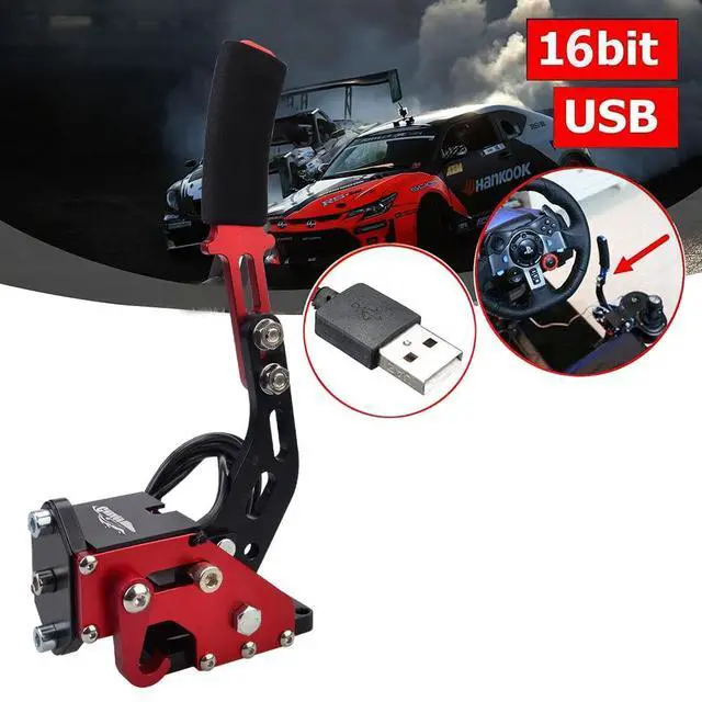 Alt view image 4 of 6 - PC Racing Game USB Handbrake for 16Bit SIM for Racing Games, Compatible with G27 G29 G920 G923 T500 T300 Simulate Linear Handbrake RedWith Fixing Clip and Plate