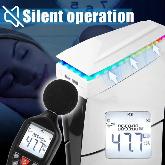 Alt view image 5 of 7 - Console Cooling Fan for PS5 Slim with Dust Cover Colorful LED Light for PS5 Slim Console Disc Edition & Digital Edition Silent Absorb Fan Cooler with 2 USB Port Playstation 5 Slim Cooling System