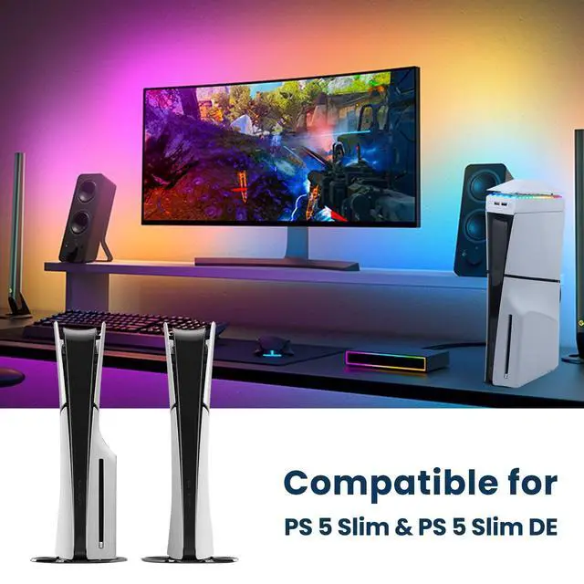 Alt view image 7 of 7 - Console Cooling Fan for PS5 Slim with Dust Cover Colorful LED Light for PS5 Slim Console Disc Edition & Digital Edition Silent Absorb Fan Cooler with 2 USB Port Playstation 5 Slim Cooling System