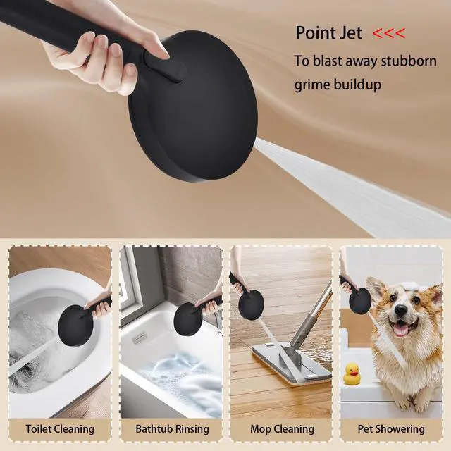 Alt view image 2 of 7 - 12 Inch Rain Shower Head High Pressure Dual Shower Heads Rainfall Showerhead with 9 Sprays Handheld Spray Combo & 70"Long Fixed Showerheads Hose, Matte Black Bathroom Accessories