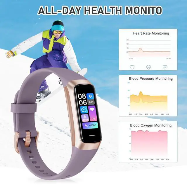 Alt view image 2 of 7 - Moremore Fitness Tracker with Heart Rate, Step Counter, Sleep Tracker, Calorie Tracking, Activity Tracker with 1.1" AMOLED Touch Color Screen, Waterproof Step Tracker for Android iPhones Women Men