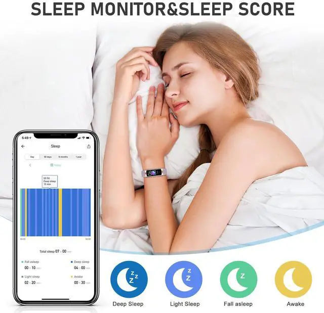 Alt view image 3 of 7 - Moremore Fitness Tracker with Heart Rate, Step Counter, Sleep Tracker, Calorie Tracking, Activity Tracker with 1.1" AMOLED Touch Color Screen, Waterproof Step Tracker for Android iPhones Women Men