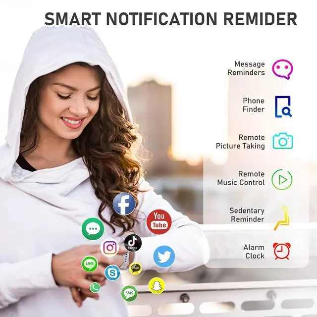 Alt view image 6 of 7 - Moremore Fitness Tracker with Heart Rate, Step Counter, Sleep Tracker, Calorie Tracking, Activity Tracker with 1.1" AMOLED Touch Color Screen, Waterproof Step Tracker for Android iPhones Women Men