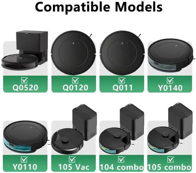 Alt view image 2 of 7 - Replacement Parts for iRobot Roomba 104, 105 Vac/Combo, Y0140, Q0120, Y0110, Q011, Q0520 Robot Vacuum, Accessory Replenishment Kit with 1 Roller Brush, 3 HEPA Filters, 3 Side Brushes, 1 Cleaning Tool