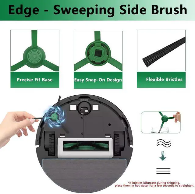 Alt view image 4 of 7 - Replacement Parts for iRobot Roomba 104, 105 Vac/Combo, Y0140, Q0120, Y0110, Q011, Q0520 Robot Vacuum, Accessory Replenishment Kit with 1 Roller Brush, 3 HEPA Filters, 3 Side Brushes, 1 Cleaning Tool