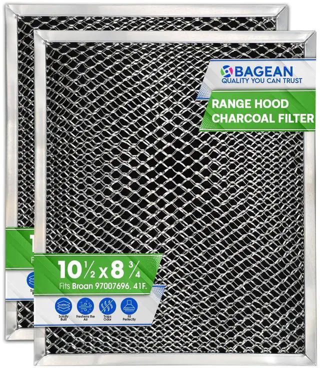 Main image of Stove Hood Vent Filter 10.5" x 8.8" 41F 97007696 Fit's Nutone & Broan Range Hood Filter Replacement for Ductless Exhaust Fan - Mesh Screen Filters Grease & Carbon Freshens Kitchen Oven Air (2-Pack)