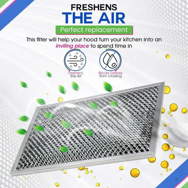 Alt view image 4 of 6 - Stove Hood Vent Filter 10.5" x 8.8" 41F 97007696 Fit's Nutone & Broan Range Hood Filter Replacement for Ductless Exhaust Fan - Mesh Screen Filters Grease & Carbon Freshens Kitchen Oven Air (2-Pack)