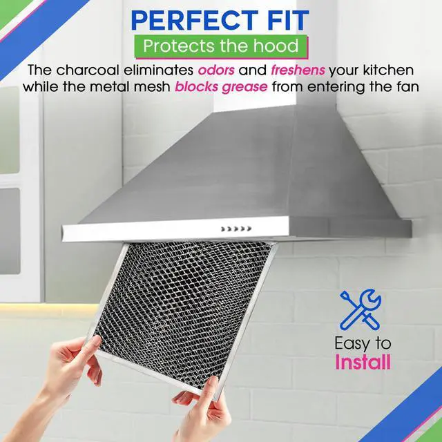 Alt view image 5 of 6 - Stove Hood Vent Filter 10.5" x 8.8" 41F 97007696 Fit's Nutone & Broan Range Hood Filter Replacement for Ductless Exhaust Fan - Mesh Screen Filters Grease & Carbon Freshens Kitchen Oven Air (2-Pack)