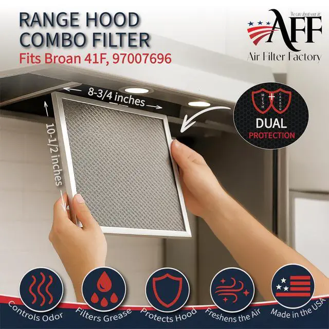 Alt view image 2 of 6 - Range Hood Filter Replacement For 41F, 97007696, 97005687 Fits Broan Nutone Ductless Exhaust Fan Filter - 8.75 X 10.5 X .44 Inches Grease Mesh Carbon Kitchen Screen